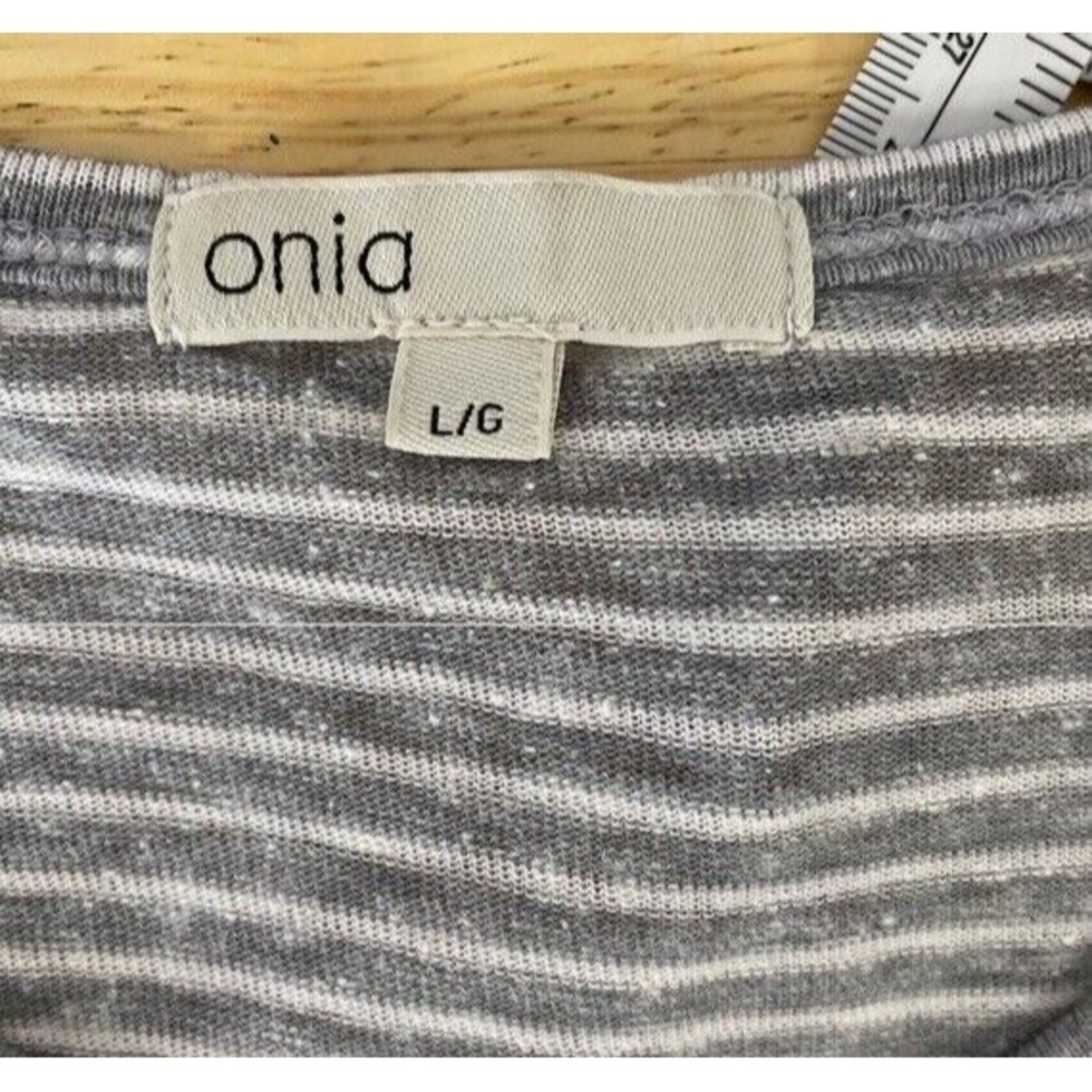 Onia Chad Color Block Macro Stripe Linen Blend T-… - image 3